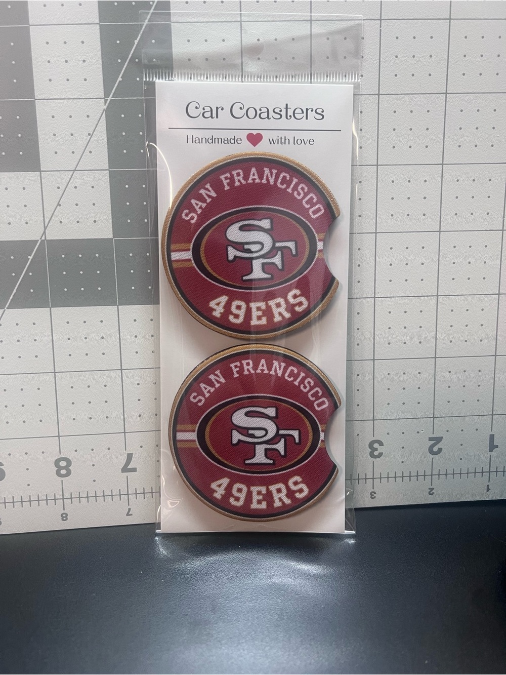 San Francisco 49ers Red Car Coasters - Handmade